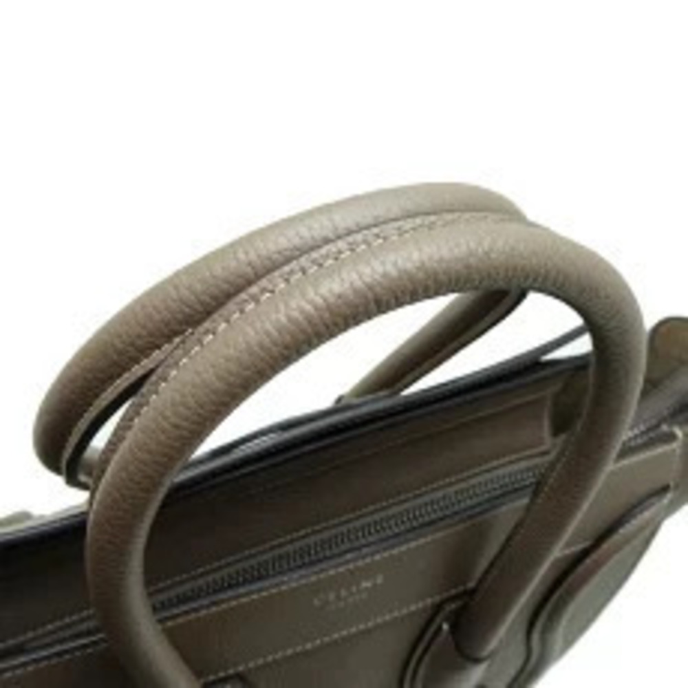 Celine Luggage Shopper Handbag Leather Greige Gray - Picture 5 of 9